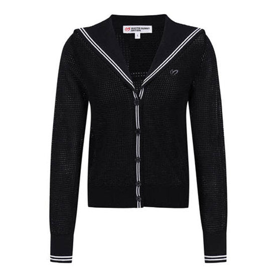 [Master Bunny Edition] Women's Symbol Embroidered Sailor Collar Mesh Cardigan