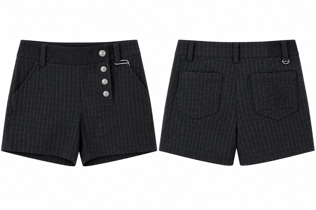 St Andrews Lace Waist Textured Golf Shorts – Black