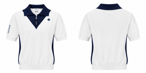 DESCENTE Golf Contrast V-Neck Knit Polo
